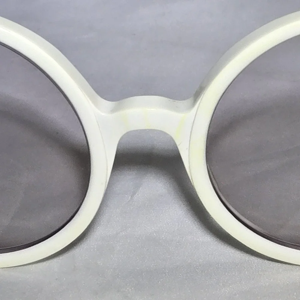 Thom Browne TB-1001c-56 Sunglasses White Circular Frames *READ